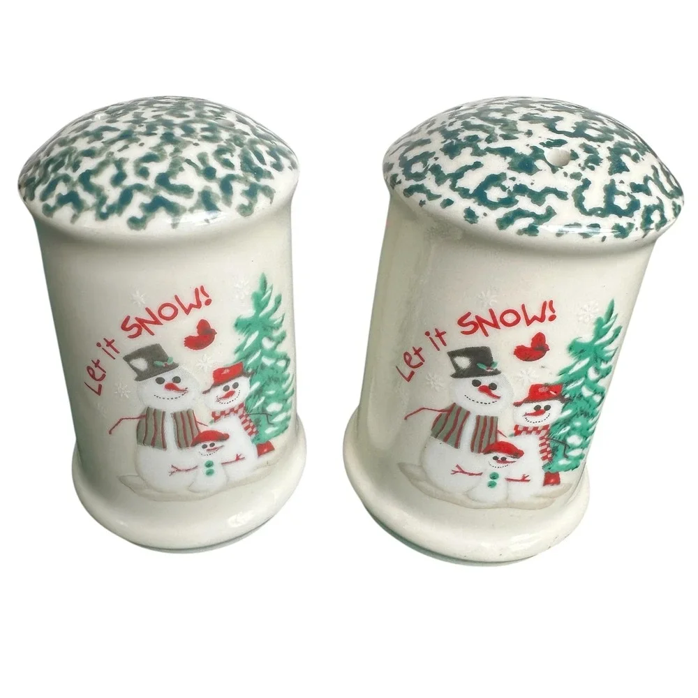 Christmas Snowman Salt & Pepper Shakers Set 